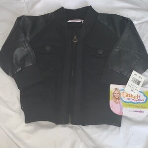 Babies "R" Us "by heidi k" branded black bomber jacket with faux leather sleeves
